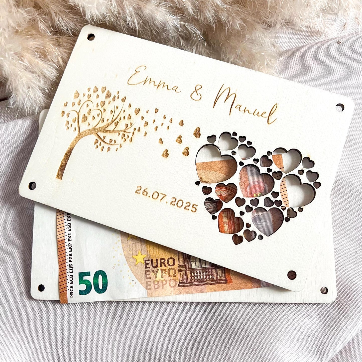 Geschenkkarte Hochzeit - Baum - Lasergraviert