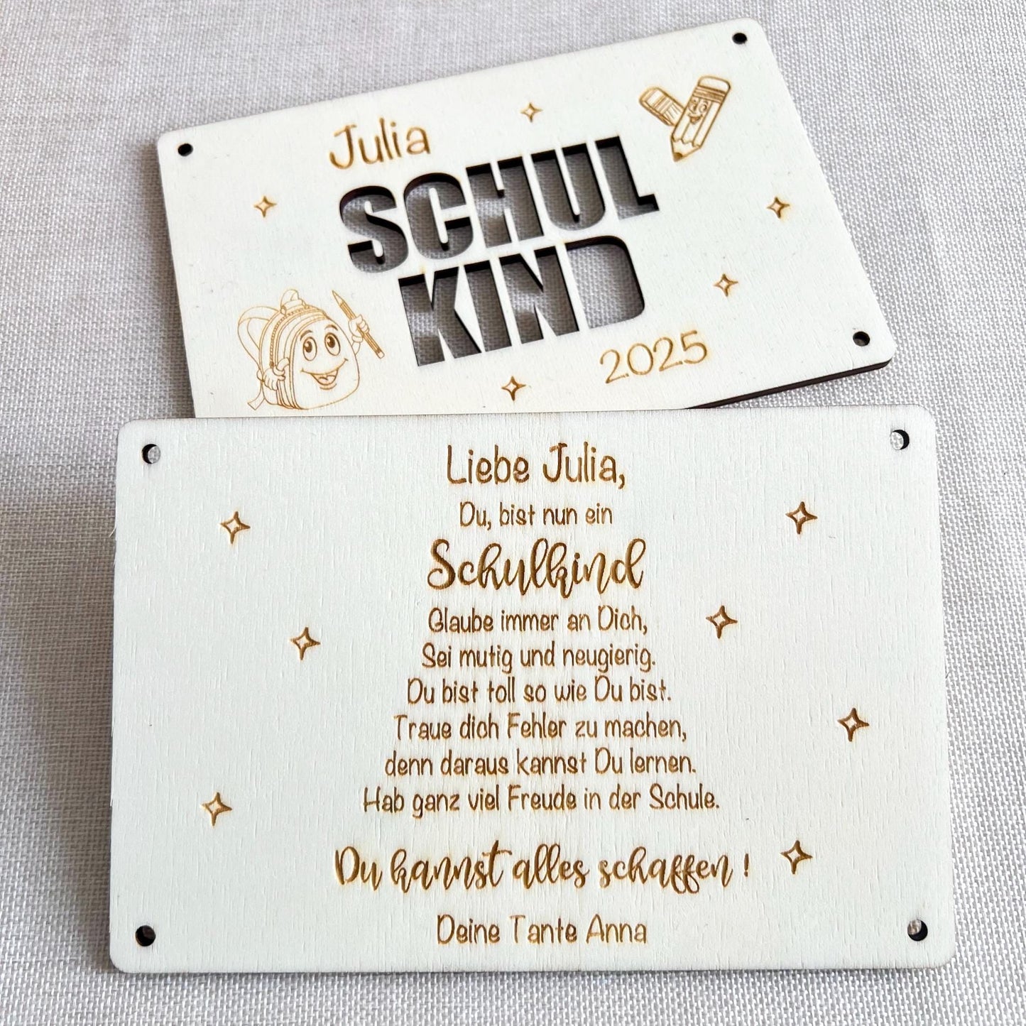 Geschenkkarte Einschulung - Schulkind - Lasergraviert