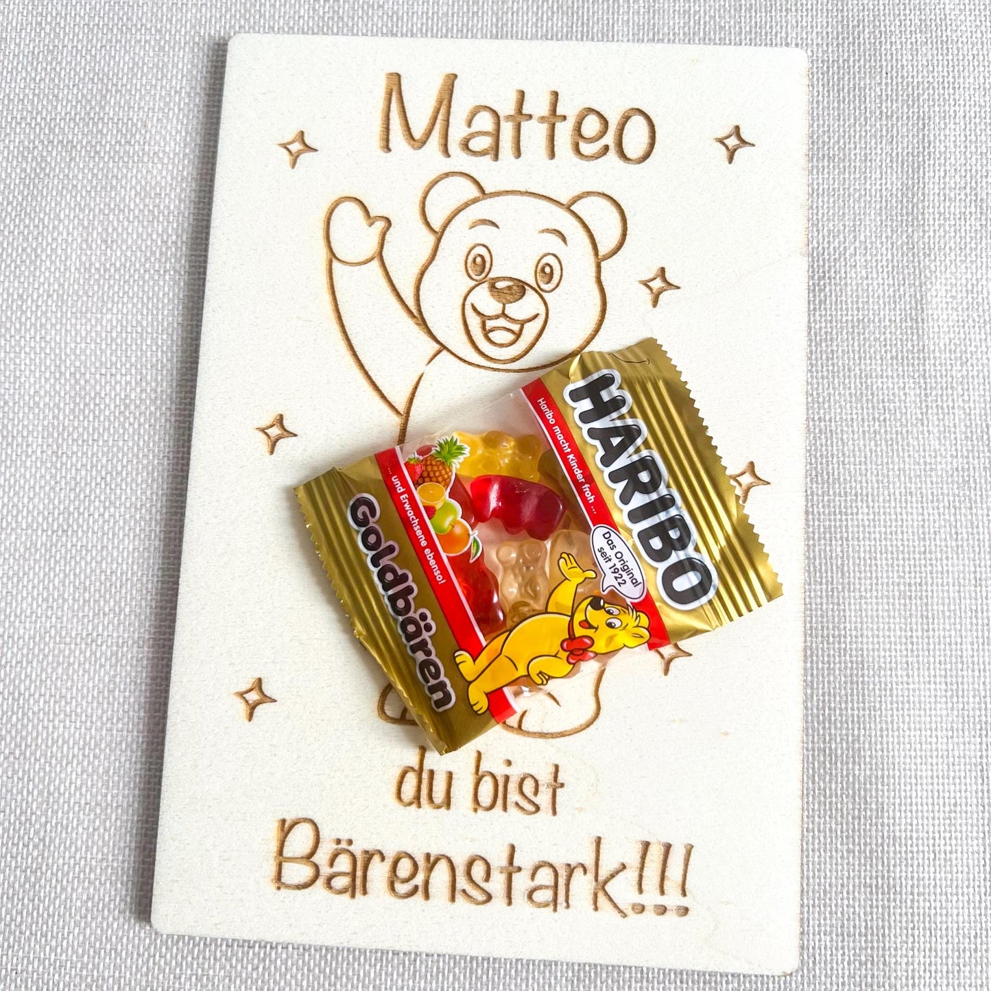 Geschankkarte Einschulung - Lasergravur