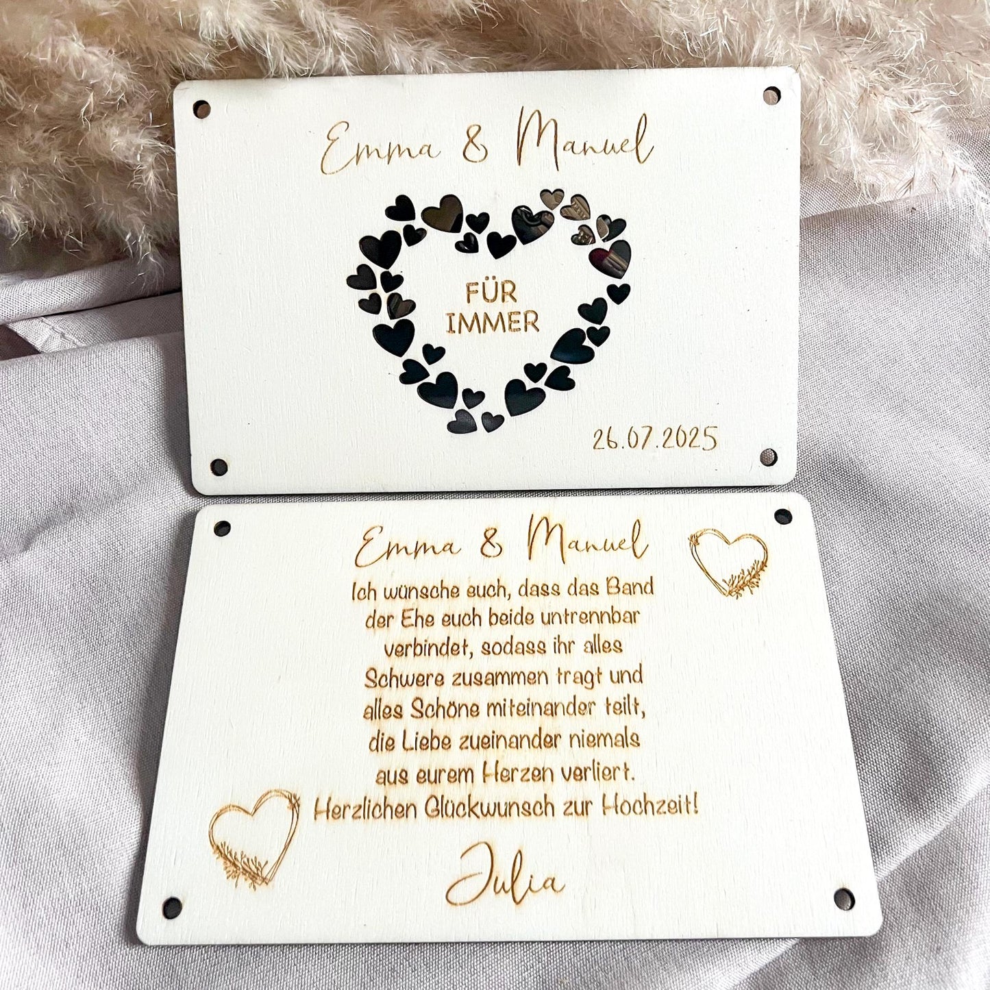 Geschenkkarte Hochzeit - Herz - Lasergraviert