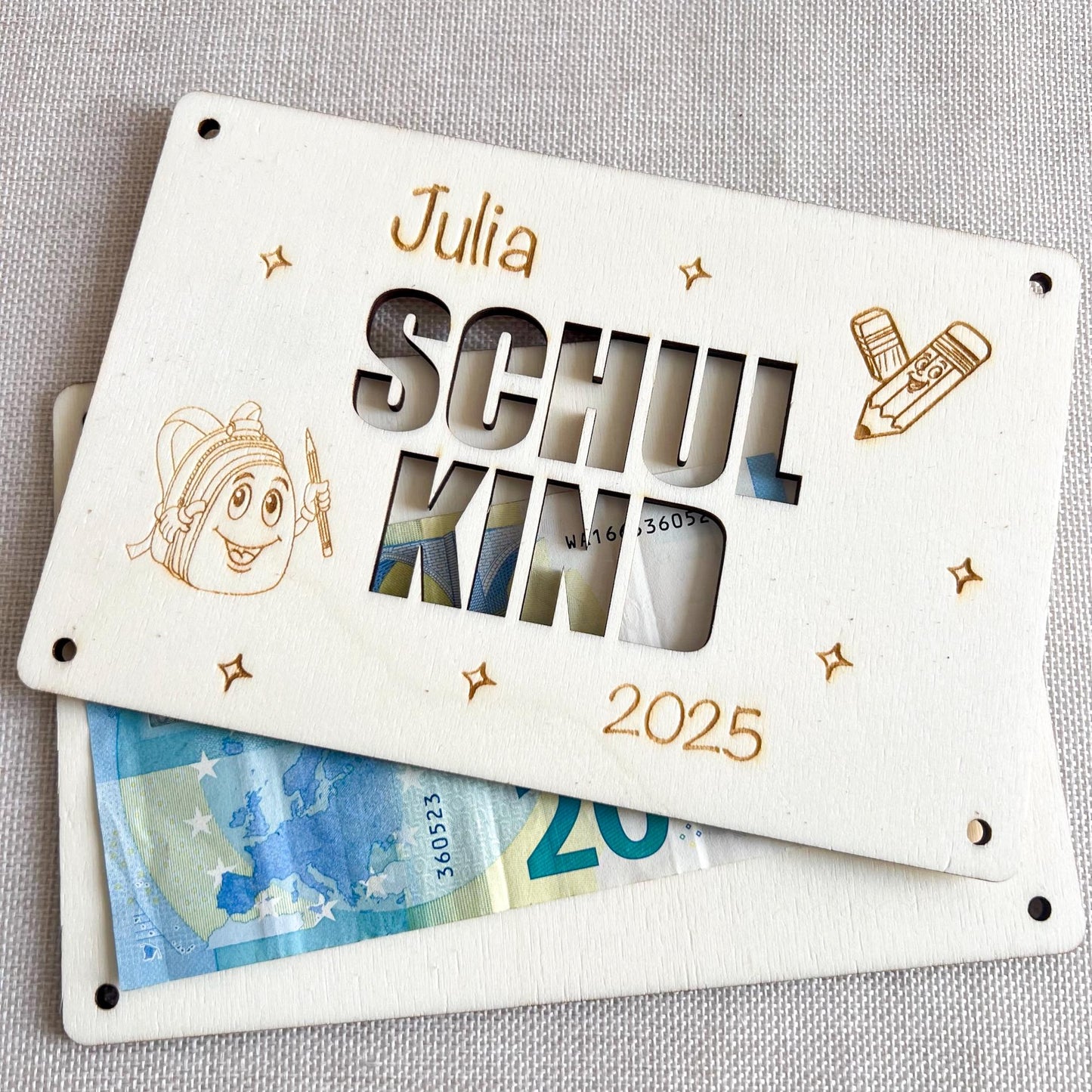 Geschenkkarte Einschulung - Schulkind - Lasergraviert