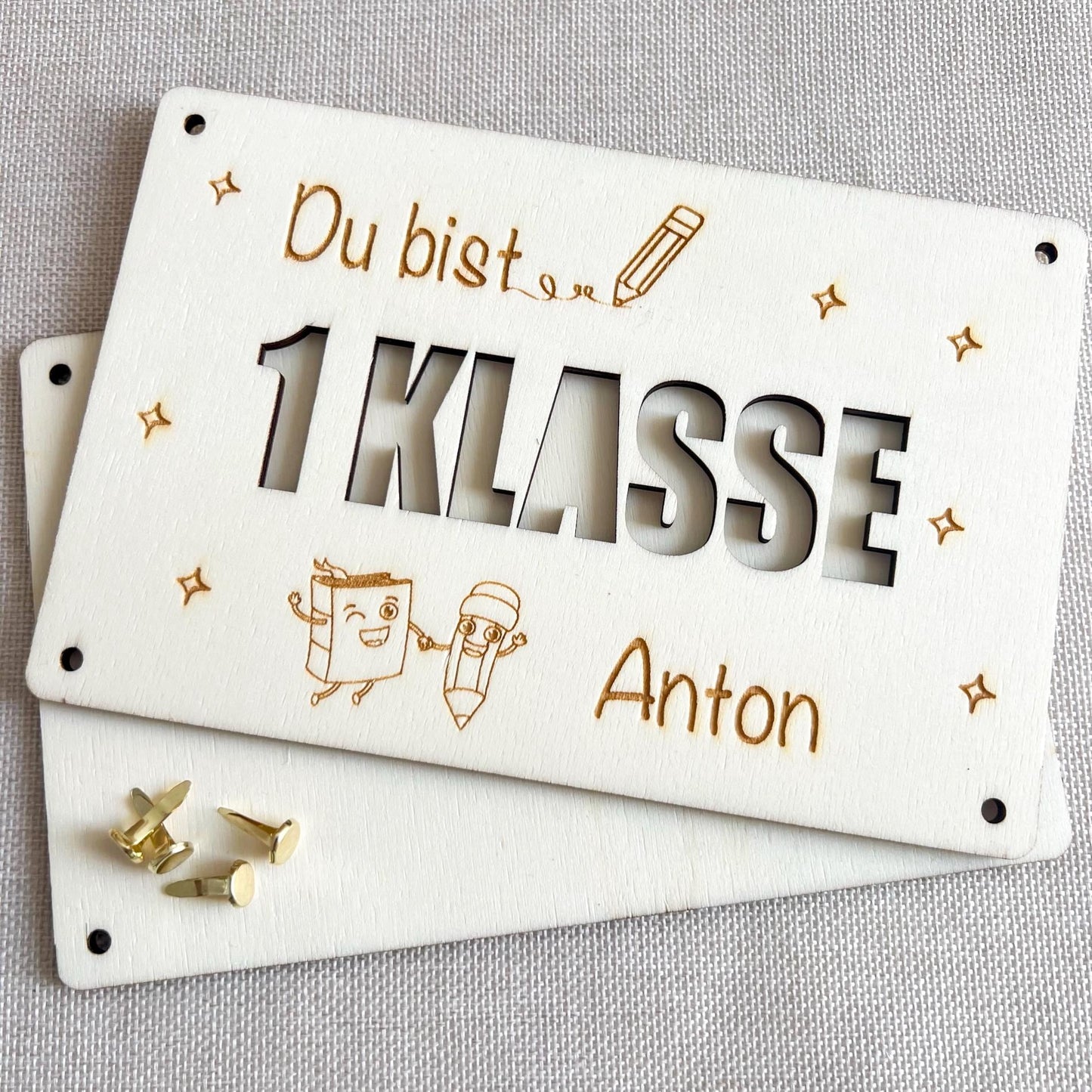 Geschenkkarte Einschulung - 1. Klasse - Lasergraviert