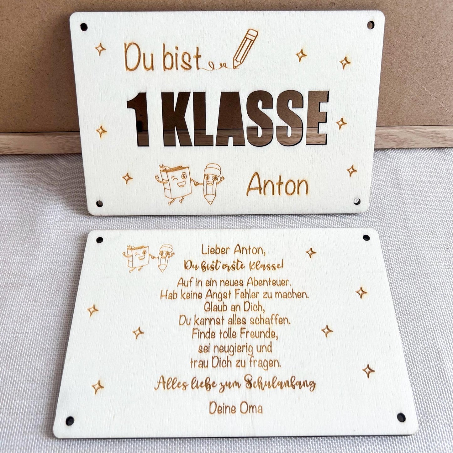 Geschenkkarte Einschulung - 1. Klasse - Lasergraviert