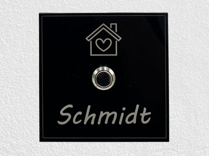 Personalisiertes Acryl Klingelschild  Edelstahltaster  Motiv Haus
