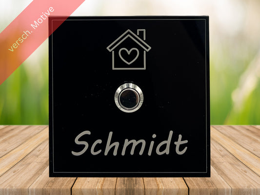 Personalisiertes Acryl Klingelschild  Edelstahltaster  Motiv Haus