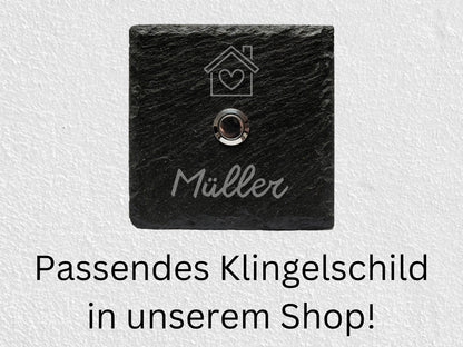 Hausnummer aus Schiefer mit Straßenname 20x20 cm - Haus - UV-Druck
