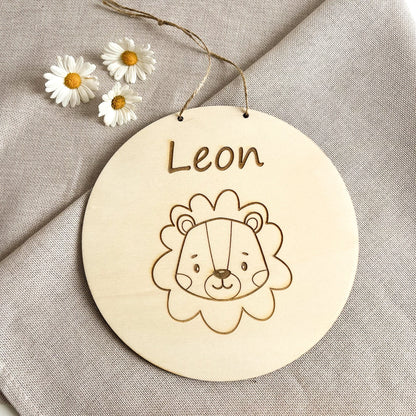 Namensschild Kinderzimmer Tür  Personalisiertes Holzschild  Geschenk zum Geburtstag  Türschild - Lasergravur