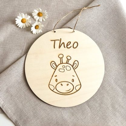 Namensschild Kinderzimmer Tür  Personalisiertes Holzschild  Geschenk zum Geburtstag  Türschild - Lasergravur