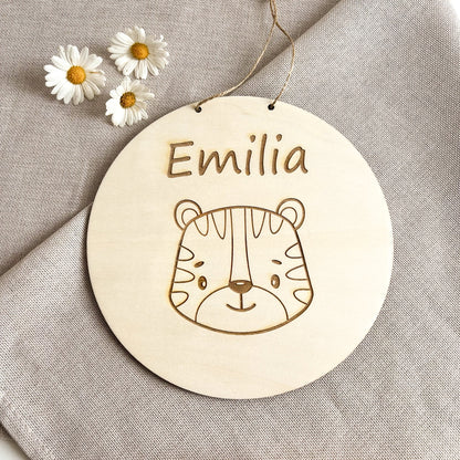 Namensschild Kinderzimmer Tür  Personalisiertes Holzschild  Geschenk zum Geburtstag  Türschild - Lasergravur