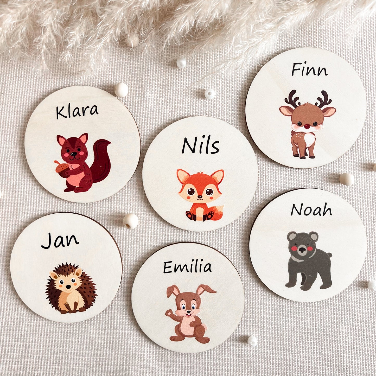 Untersetzer aus Holz für Kinder - Tiere - UV-Druck