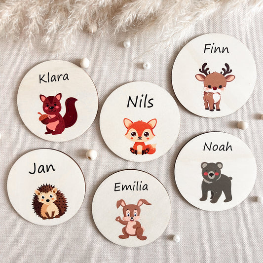Untersetzer aus Holz für Kinder - Tiere - UV-Druck