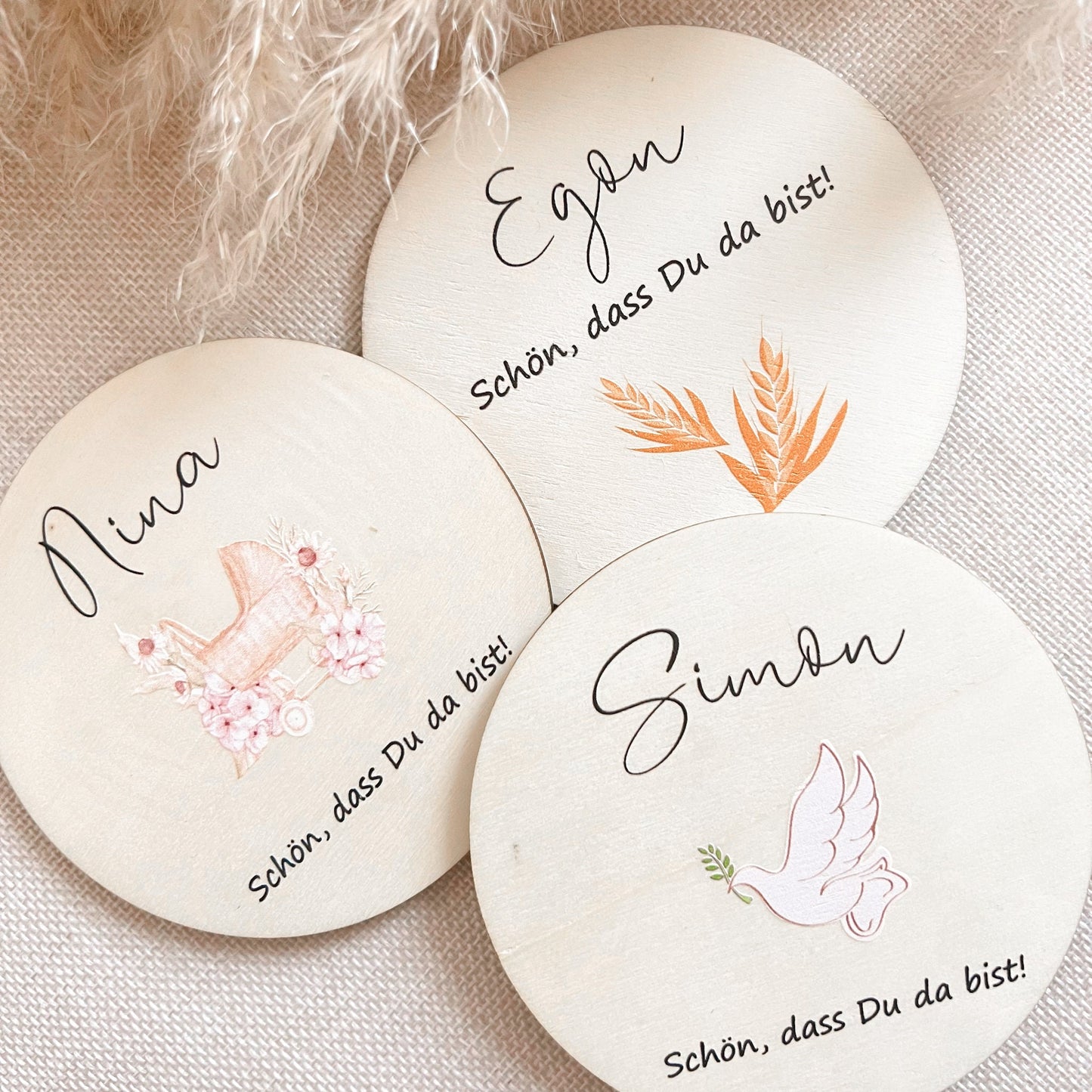 Untersetzer aus Holz für Kinder - Taufe - UV-Druck