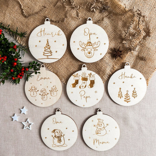Weihnachtsbaumkugel aus Holz - Lasergraviert