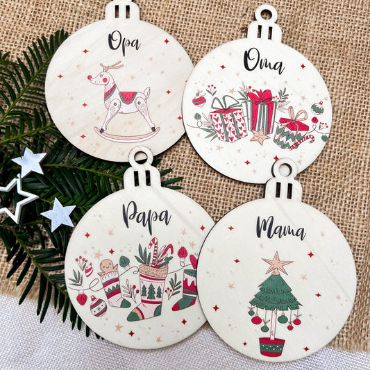 Weihnachtsbaumkugel aus Holz - UV Druck