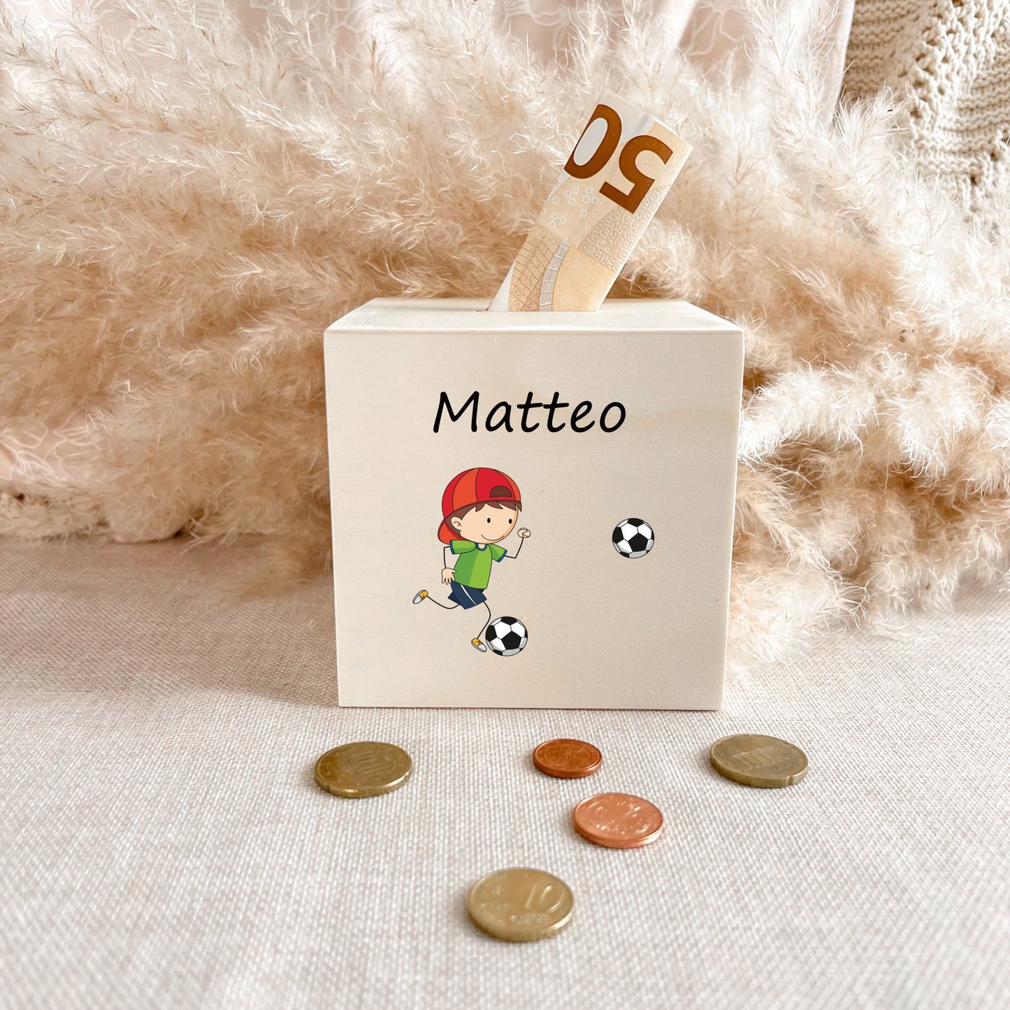 Spardose für Kinder - 10x10x10 cm - UV-Druck