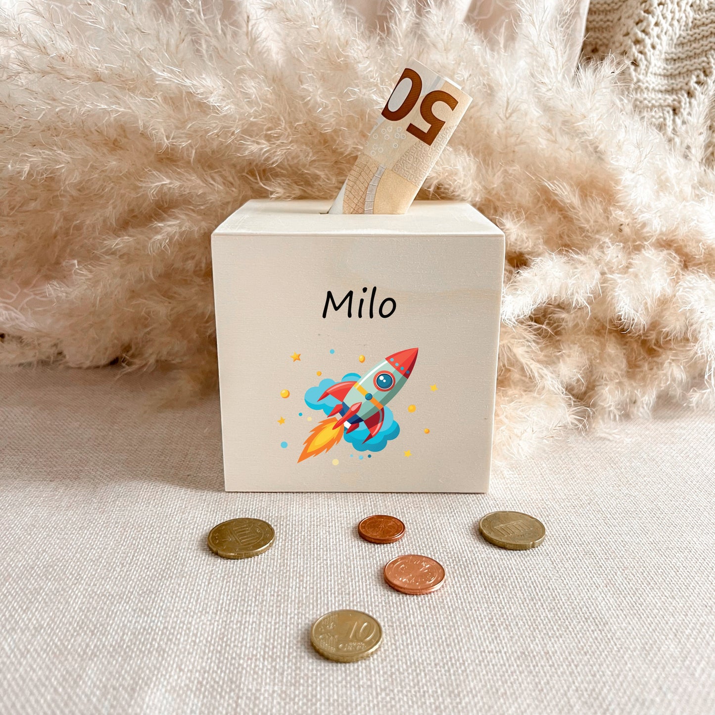 Spardose für Kinder - 10x10x10 cm - UV-Druck
