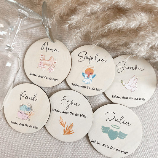 Untersetzer aus Holz für Kinder - Taufe - UV-Druck