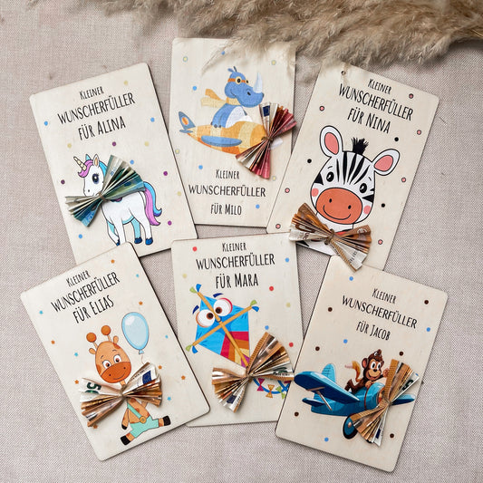 Geldgeschenk für Kinder  personalisiert mit Name  Wunschefüller, Geschenk zur Babyparty, Geburtstag oder Weihnachten Geldgeschenk Taufe 2