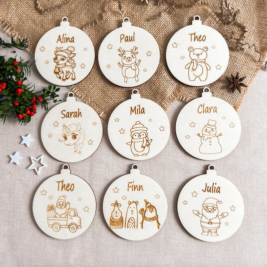 Weihnachtsbaumkugel aus Holz - Lasergraviert