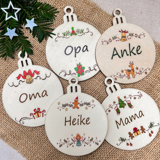 Weihnachtsbaumkugel aus Holz - UV Druck