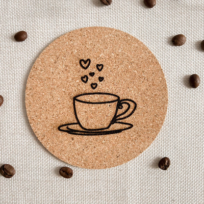 Untersetzer aus Kork - Kaffee Motive - Lasergraviert