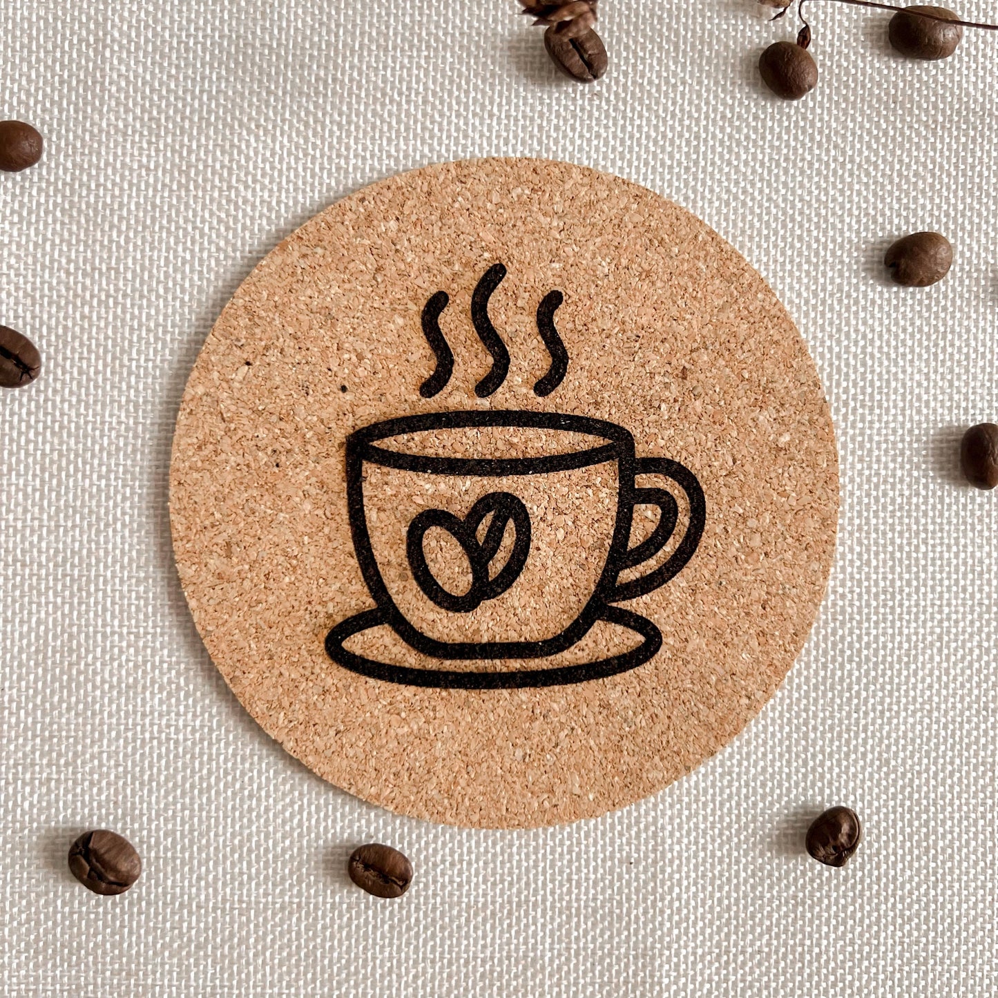 Untersetzer aus Kork - Kaffee Motive - Lasergraviert