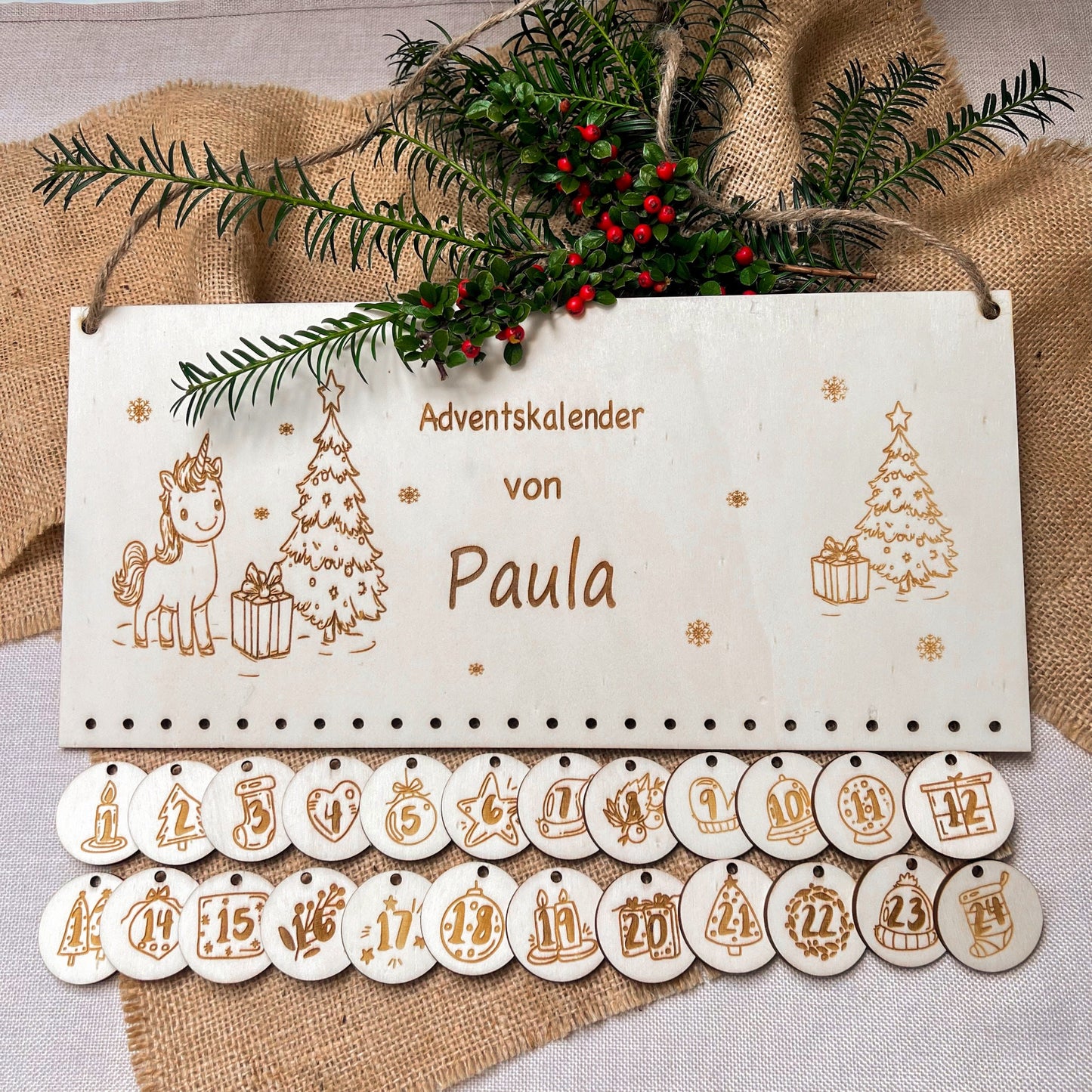 Adventskalender für Kinder - Motiv Einhorn