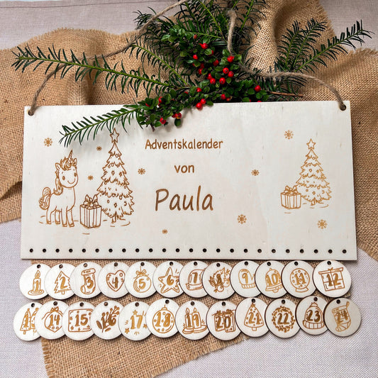 Adventskalender für Kinder - Motiv Einhorn