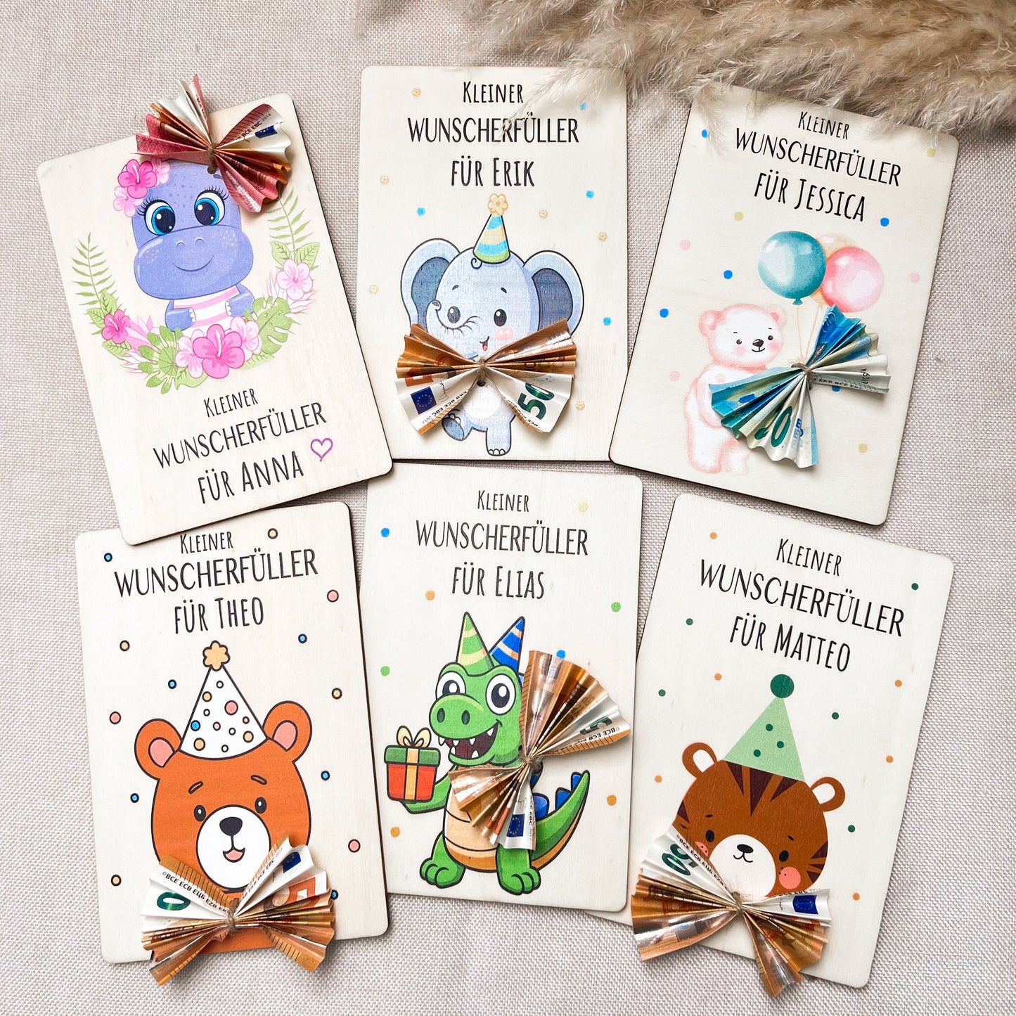 Geldgeschenk für Kinder  personalisiert mit Name  Wunschefüller, Geschenk zur Babyparty, Geburtstag oder Weihnachten Geldgeschenk Taufe 1