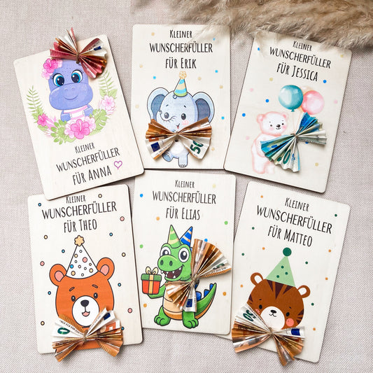 Geldgeschenk für Kinder  personalisiert mit Name  Wunschefüller, Geschenk zur Babyparty, Geburtstag oder Weihnachten Geldgeschenk Taufe 1
