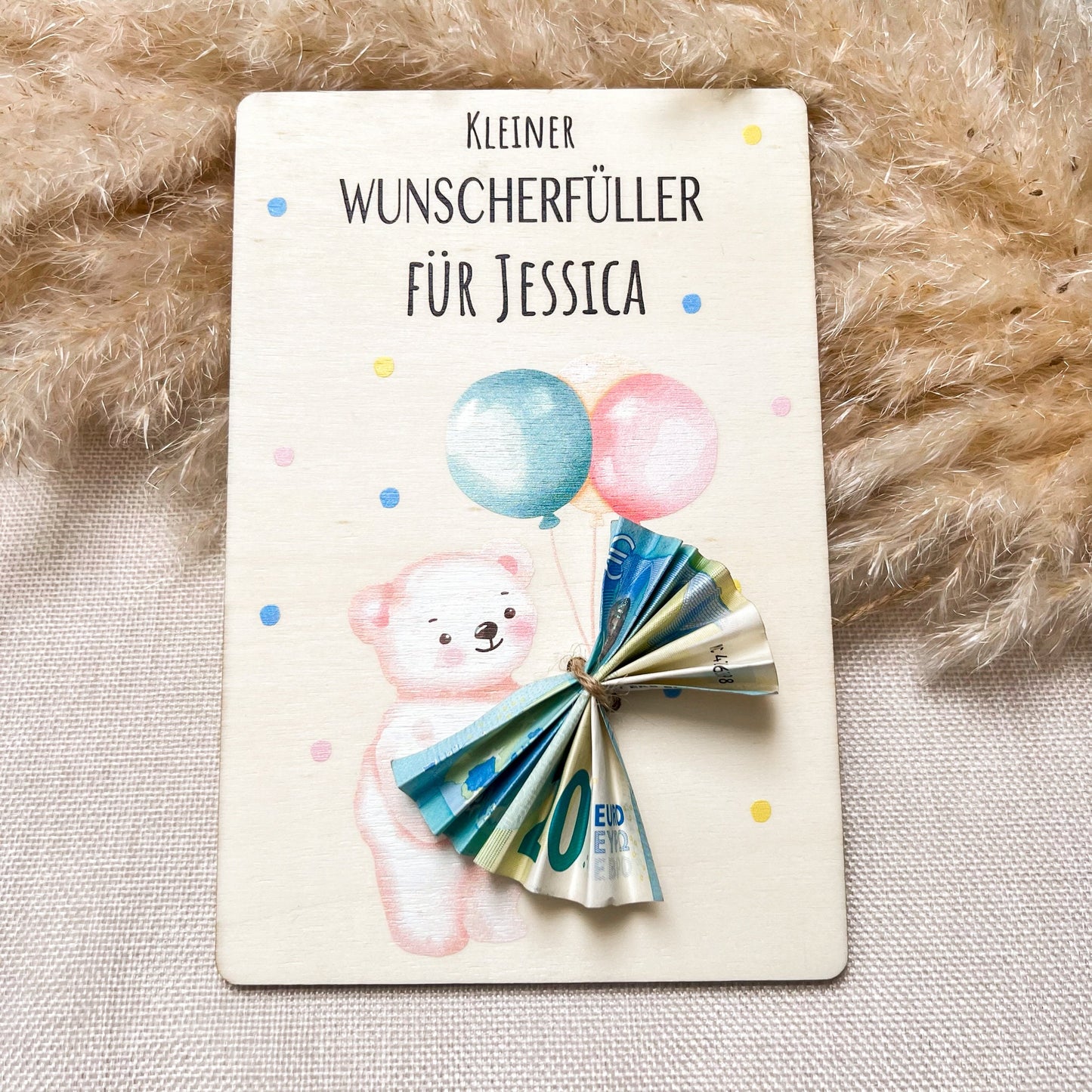Geldgeschenk für Kinder  personalisiert mit Name  Wunschefüller, Geschenk zur Babyparty, Geburtstag oder Weihnachten Geldgeschenk Taufe 1