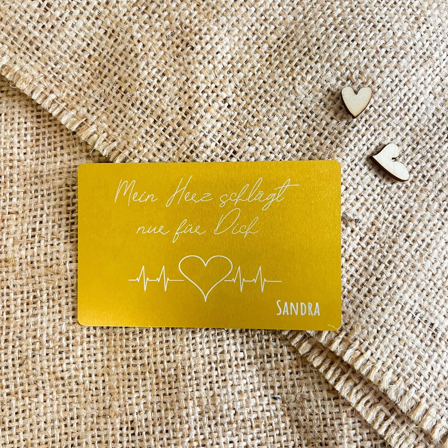 Liebesvisitenkarte mit Umschlag - Alu Gold - Lasegraviert