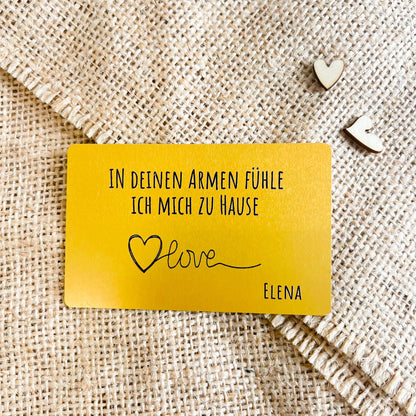 Liebesvisitenkarte mit Umschlag - Alu Gold - UV-Druck