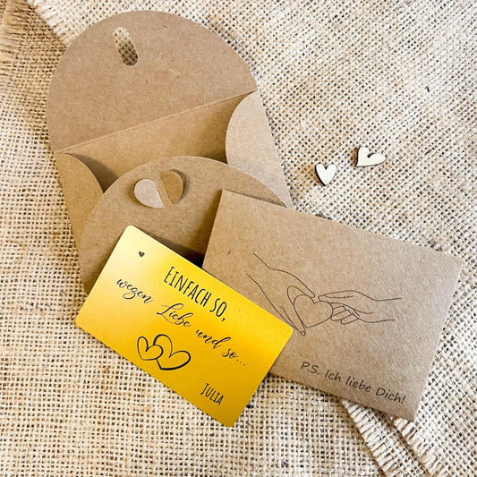Liebesvisitenkarte mit Umschlag - Alu Gold - UV-Druck