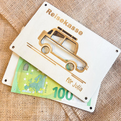Geschenkkarte - Reisekasse Geländewagen - Lasergraviert