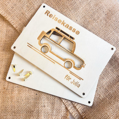 Geschenkkarte - Reisekasse Geländewagen - Lasergraviert