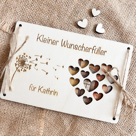 Geschenkkarte aus Holz - Wunscherfüller Pusteblume - Lasergraviert