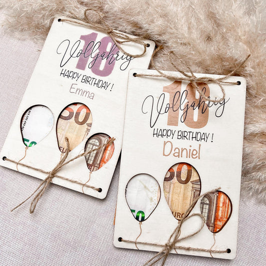 Geburtstagskarte 18 - Happy Birthday Hochkant Ballons - UV-Druck