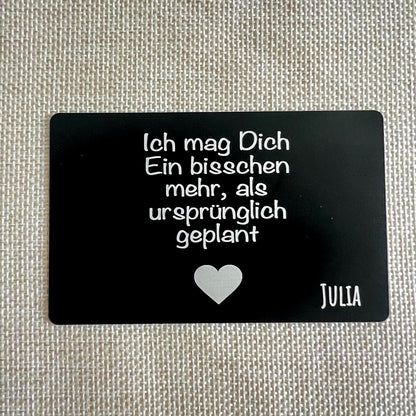 Liebesvisitenkarte Fotokarte - Alu schwarz - Lasegraviert