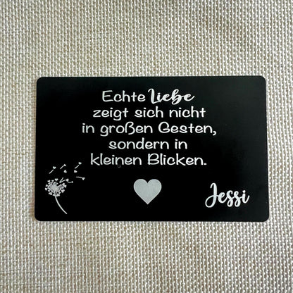 Liebesvisitenkarte Fotokarte - Alu schwarz - Lasegraviert