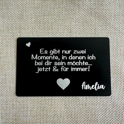 Liebesvisitenkarte Fotokarte - Alu schwarz - Lasegraviert