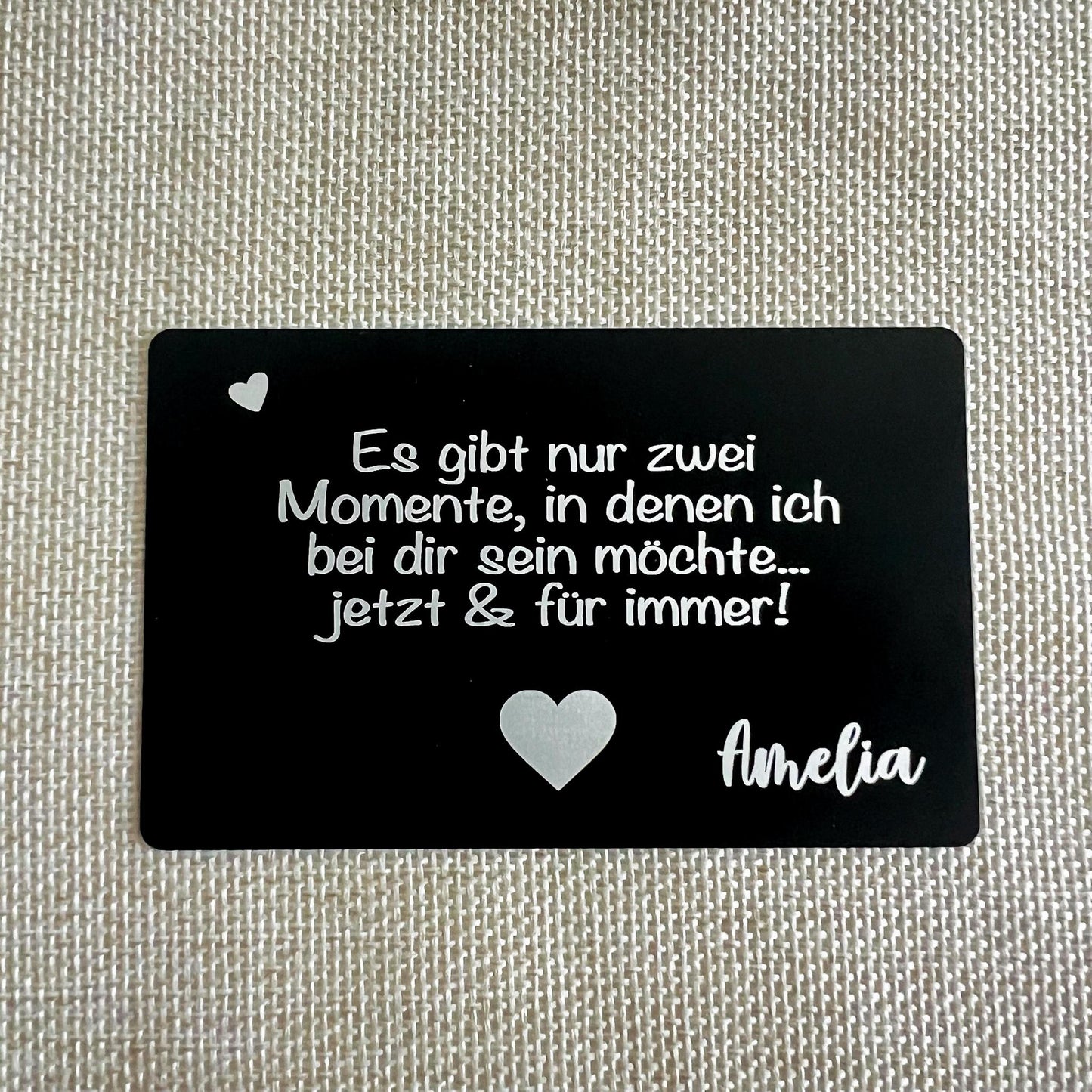 Liebesvisitenkarte mit Umschlag - Alu schwarz - Lasegraviert