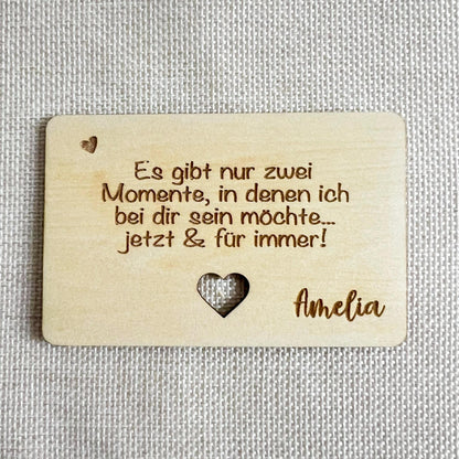 Liebesvisitenkarte mit Umschlag - Holz - Lasegraviert