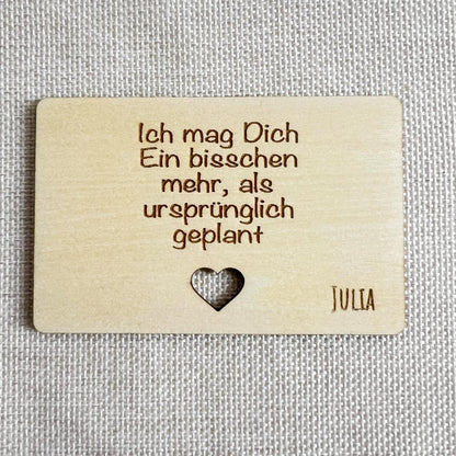 Liebesvisitenkarte mit Umschlag - Holz - Lasegraviert