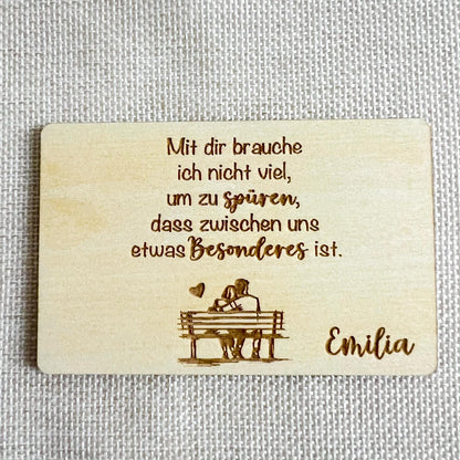 Liebesvisitenkarte mit Umschlag - Holz - Lasegraviert