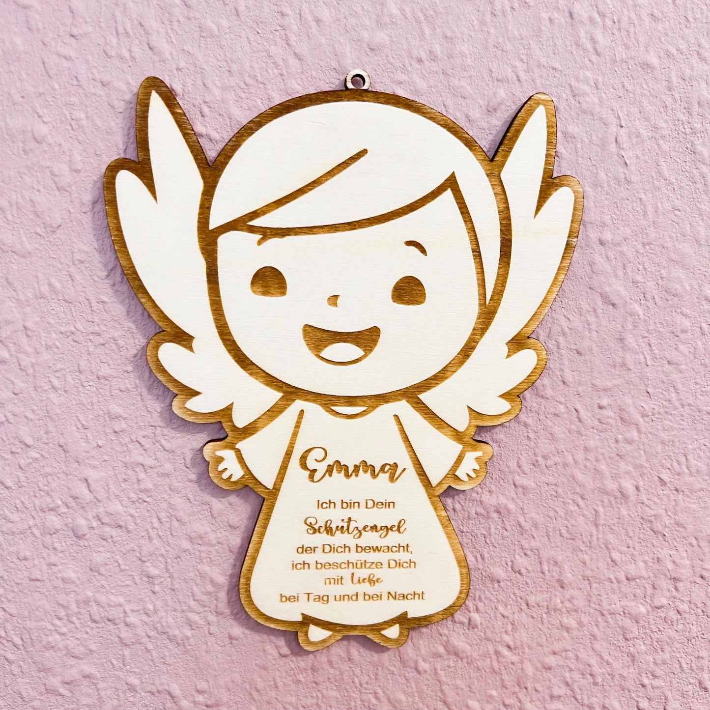 Schutzengel Schild zur Taufe - Lasergravur