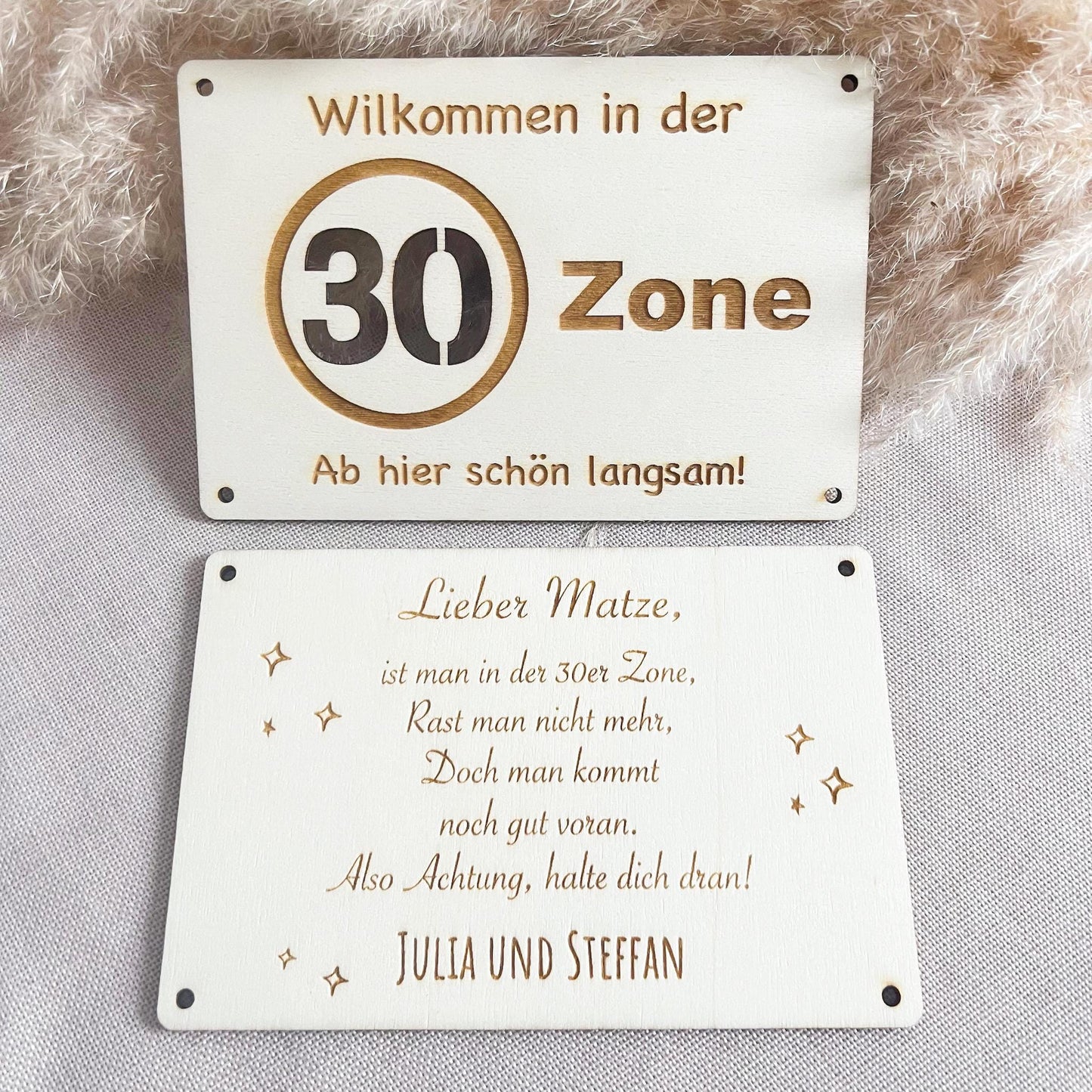 Geburtstagskarte - 30er Zone - Lasergraviert