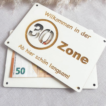 Geburtstagskarte - 30er Zone - Lasergraviert