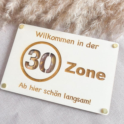 Geburtstagskarte - 30er Zone - Lasergraviert