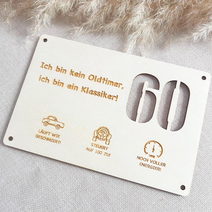 Geburtstagskarte - Kein Oldtimer - Lasergraviert